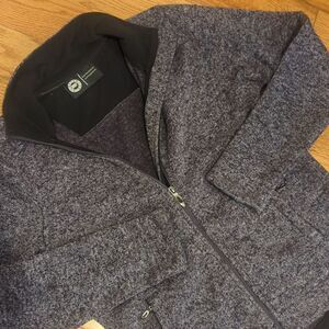Polar King Women's Heathered Purple Zip Up Mélange‎ Sweater Knit Jacket